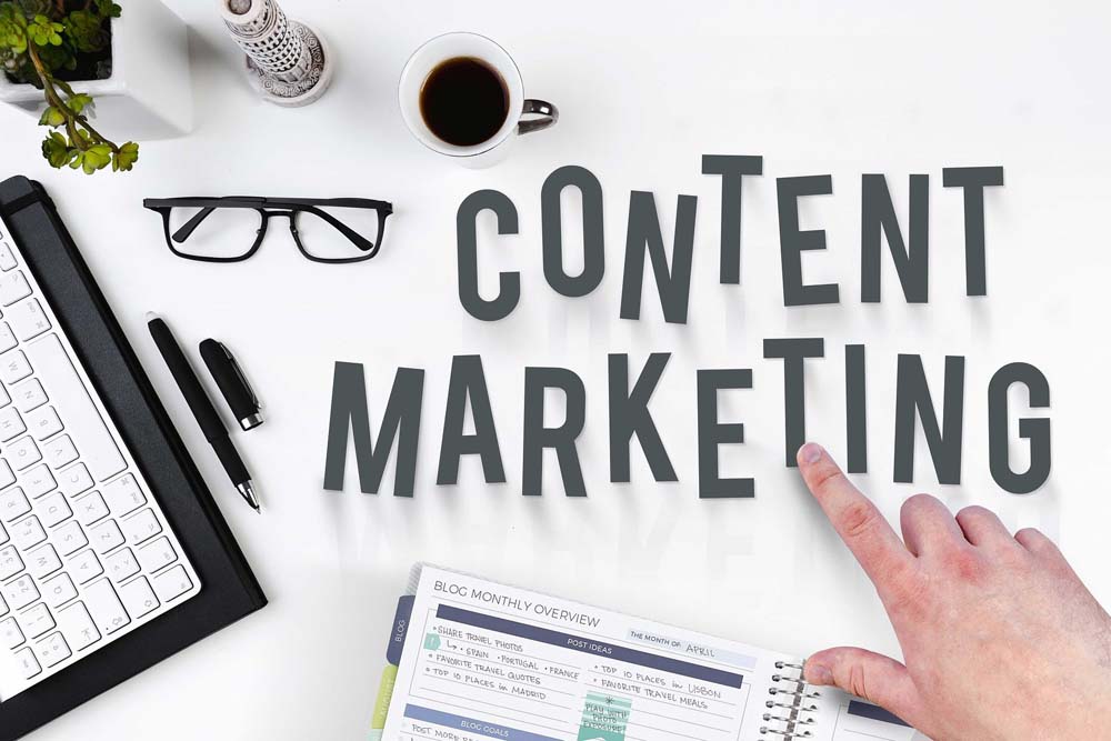 Content Marketing strategy and digital promotion illustration