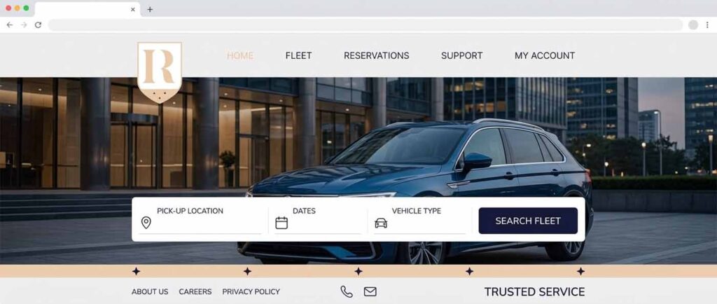 Enterprise rental website interface