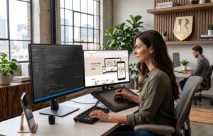 Professional web designer working on a responsive website design