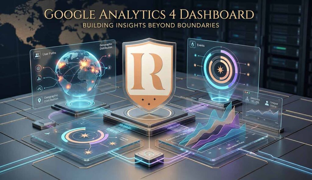 Google Analytics 4 dashboard showing real-time event tracking and user metrics