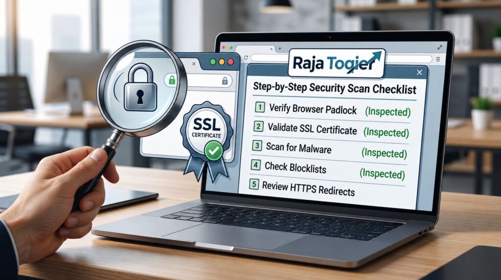 Step-by-step diagram showing how to transfer a website to a new domain without losing SEO — database backup, file migration, 301 redirects, and Google Search Console re-indexing